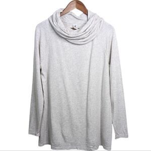 Peruvian Connection Cowl Neck Top Large Pima Cotton Cozy Minimalist Luxe Heather
